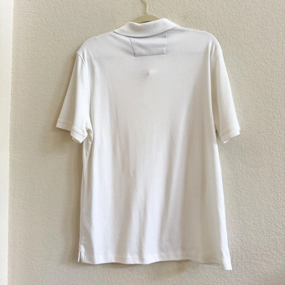 Banana Republic Mens Dress Polo Shirt White Short Sleeve Cotton Size M